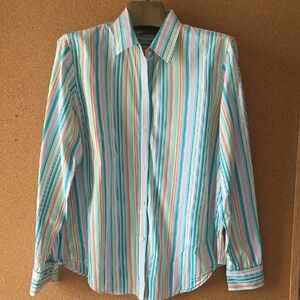 Ralph Lauren Multicolor Striped Long Sleeve Button Up Cotton Shirt Sz XL